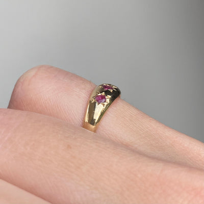 9ct Gold Ruby Trio Starburst Ring