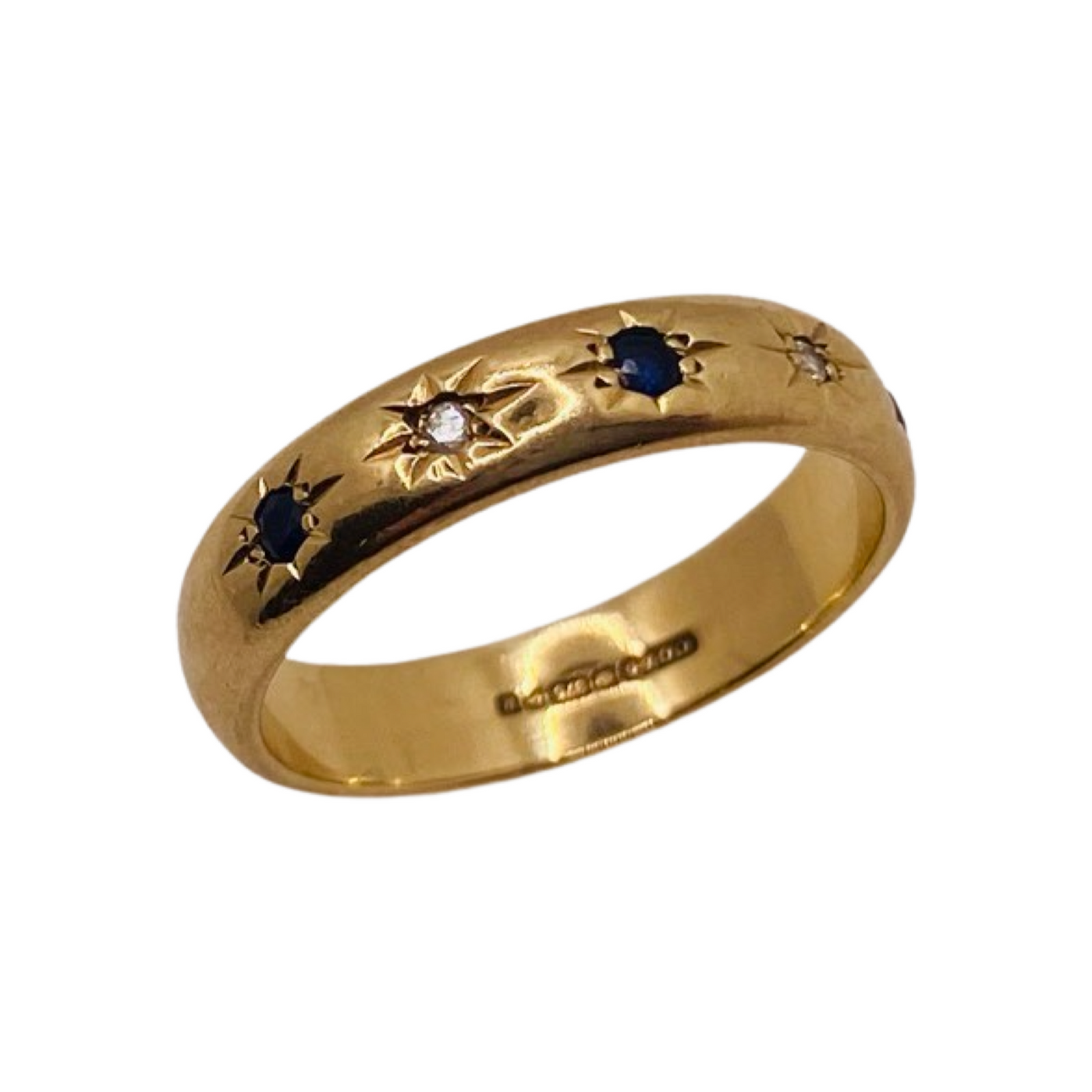 9ct Gold & Sapphire Starburst Ring