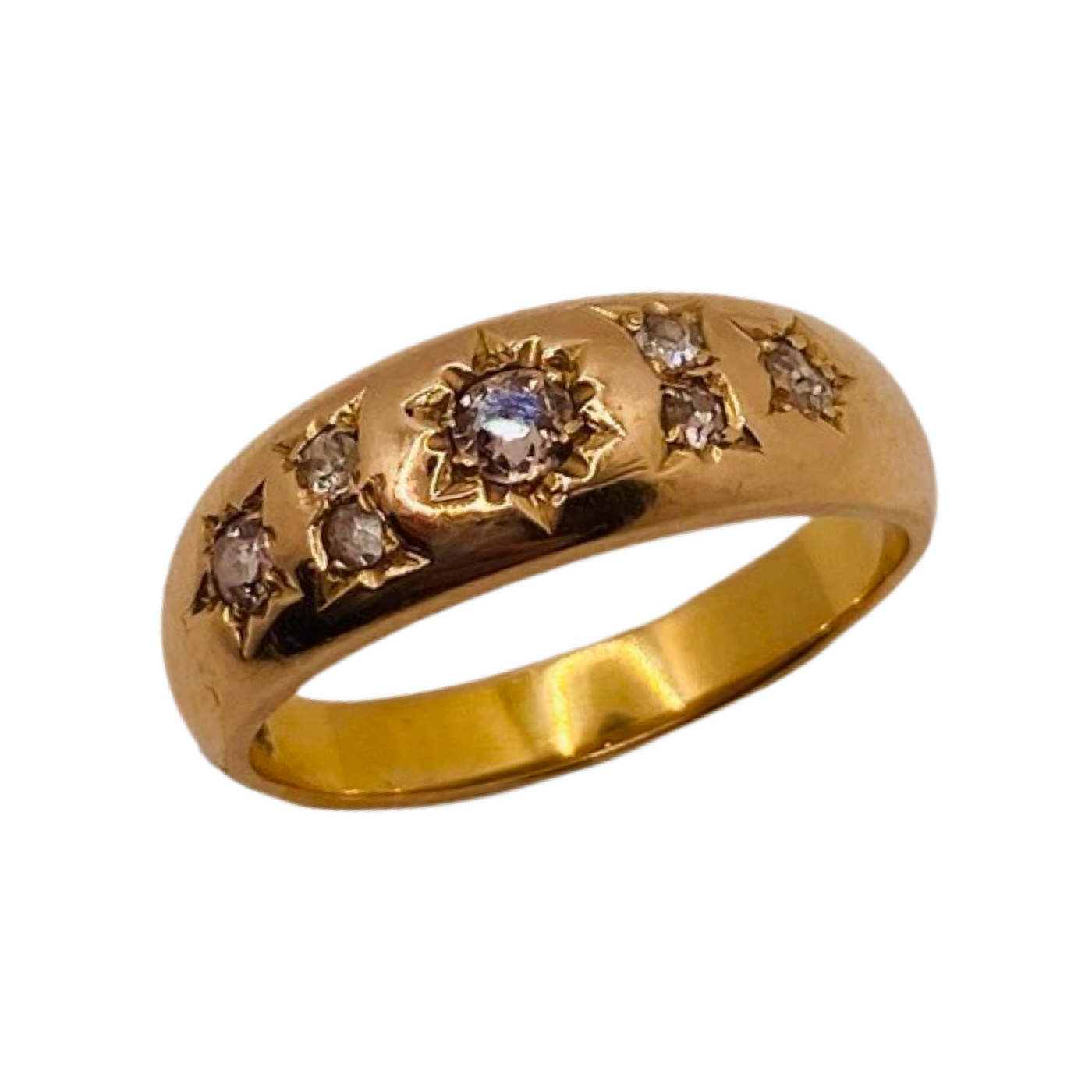 18ct Gold Seven Diamond Starburst Ring