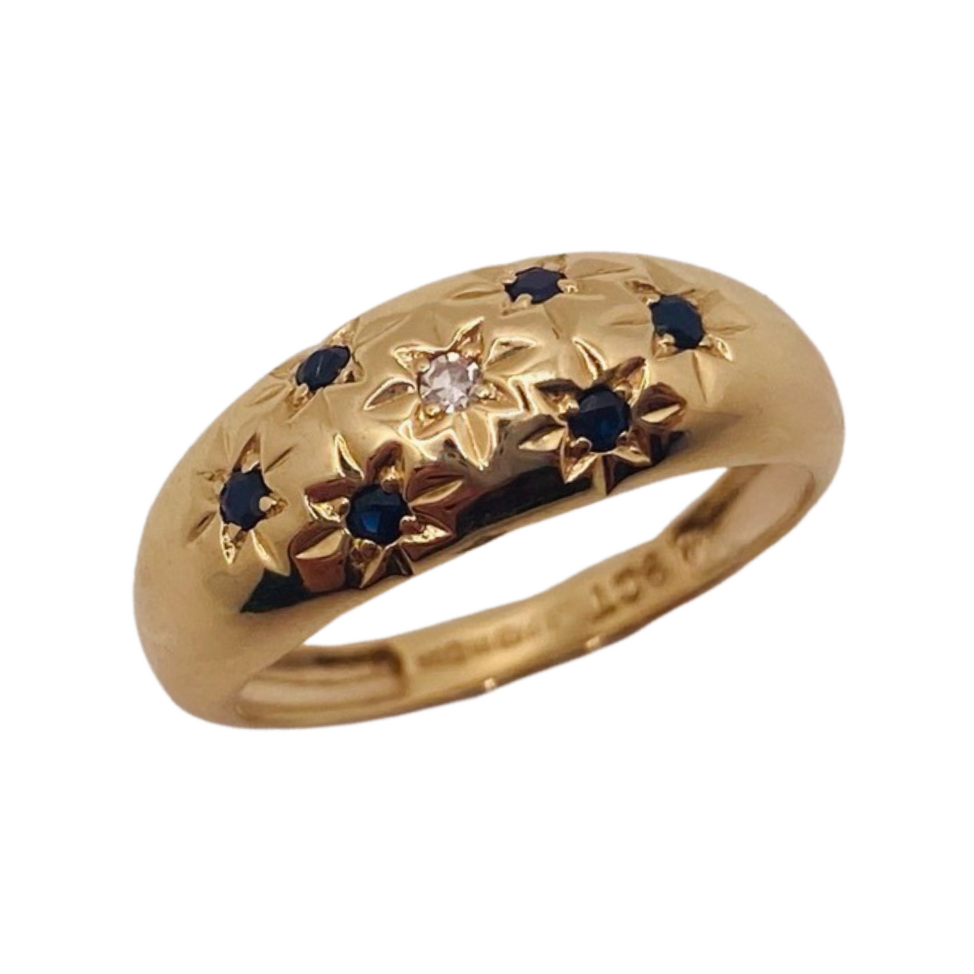 9ct Gold Diamond & Sapphire Scattered Stars Ring