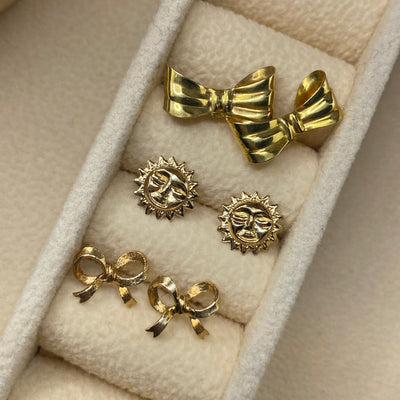 9ct Gold Celestial Sun Stud Earrings