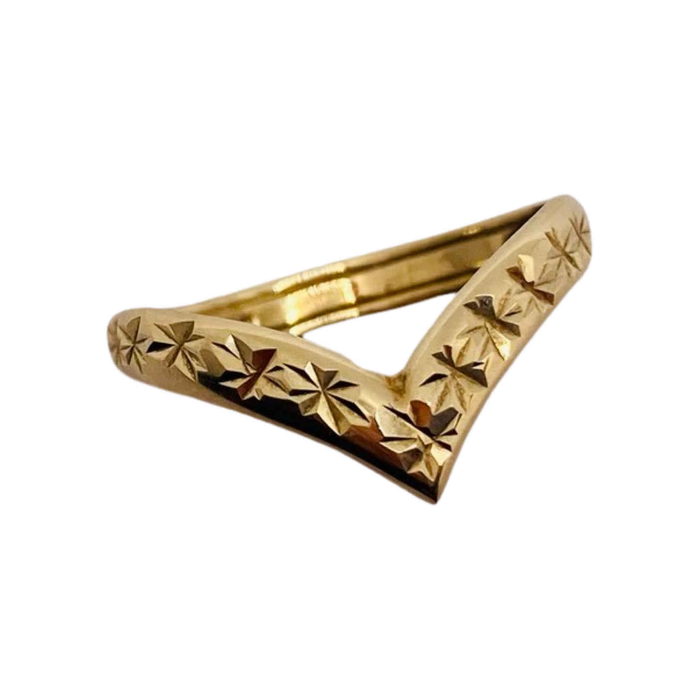 9ct Gold Starburst Wishbone Ring