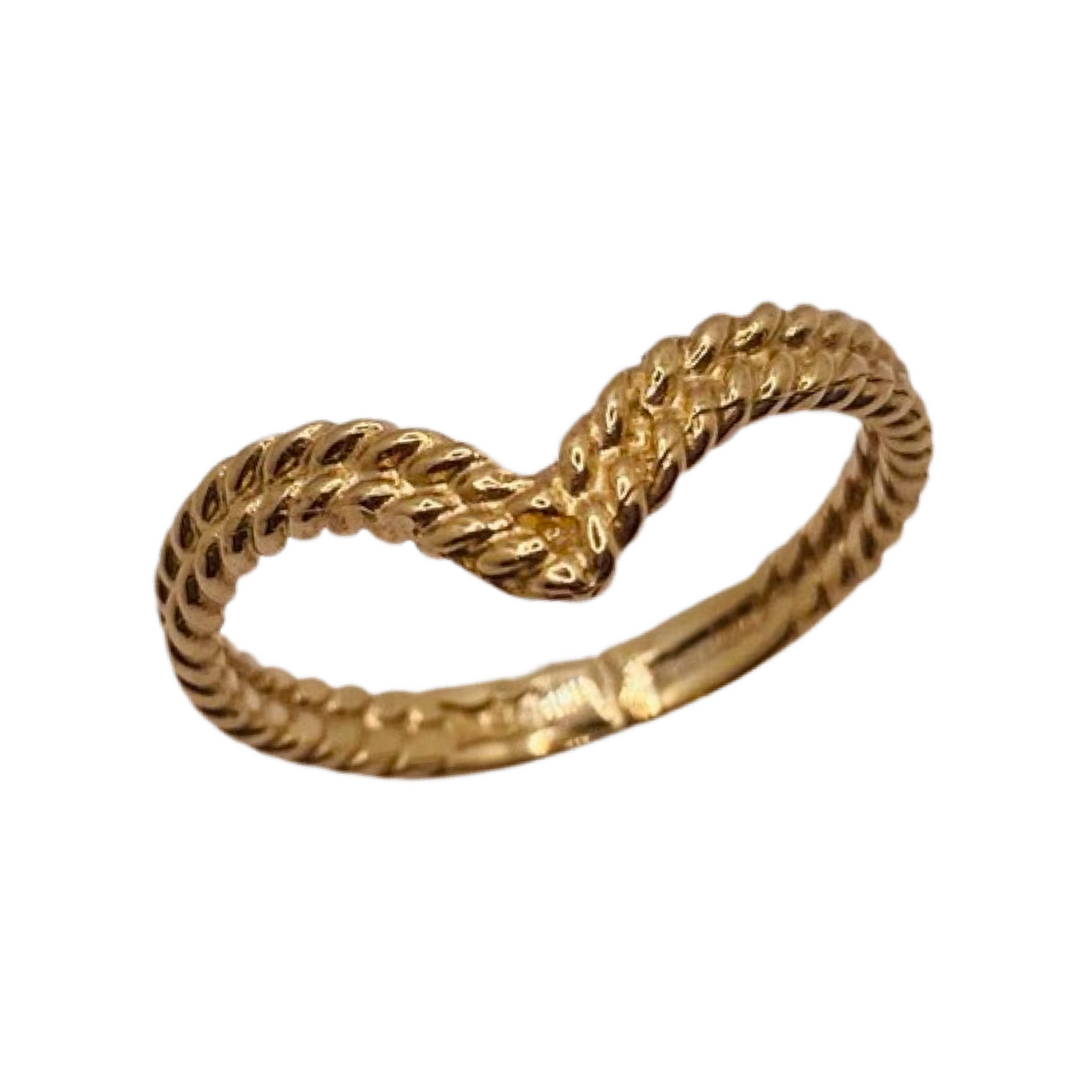 9ct Gold Double Twist Wishbone Ring