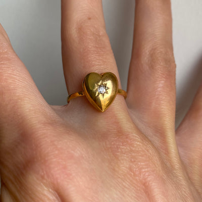 15ct/18ct Gold Heart & Diamond Starburst Victorian Ring