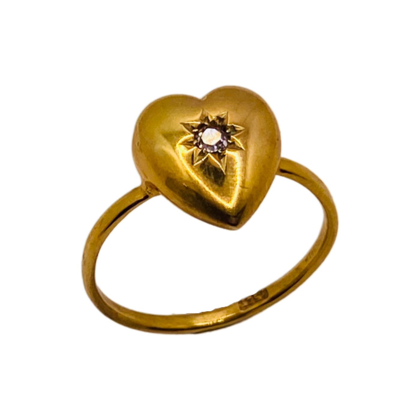 15ct/18ct Gold Heart & Diamond Starburst Victorian Ring