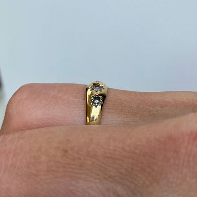 9ct Gold Triple Diamond Starburst Ring