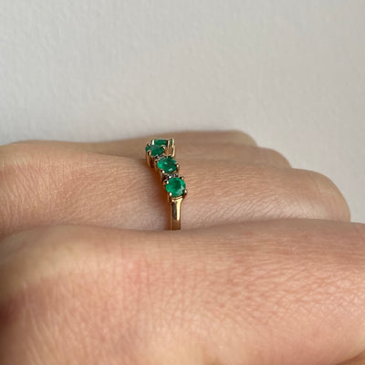 9ct Gold Emerald & Diamond Wishbone Ring