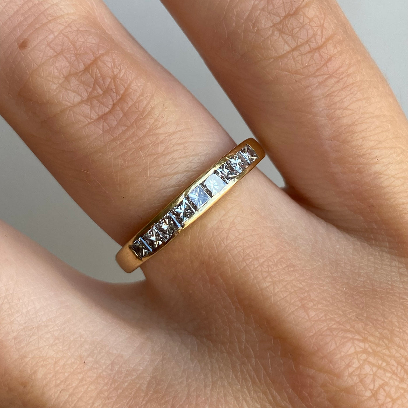 18ct Gold Princess Cut Diamond Band Ring