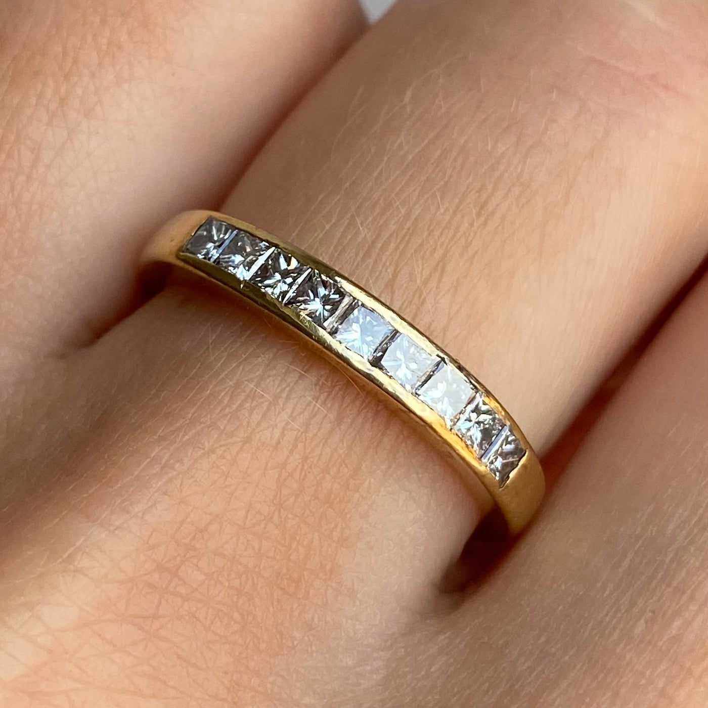 18ct Gold Princess Cut Diamond Band Ring