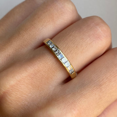 18ct Gold Princess Cut Diamond Band Ring