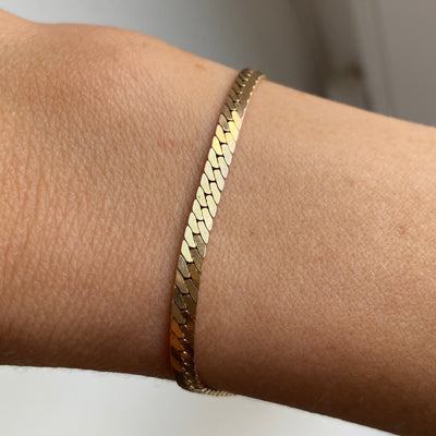 9ct Gold Ingot Herringbone Chain Bracelet