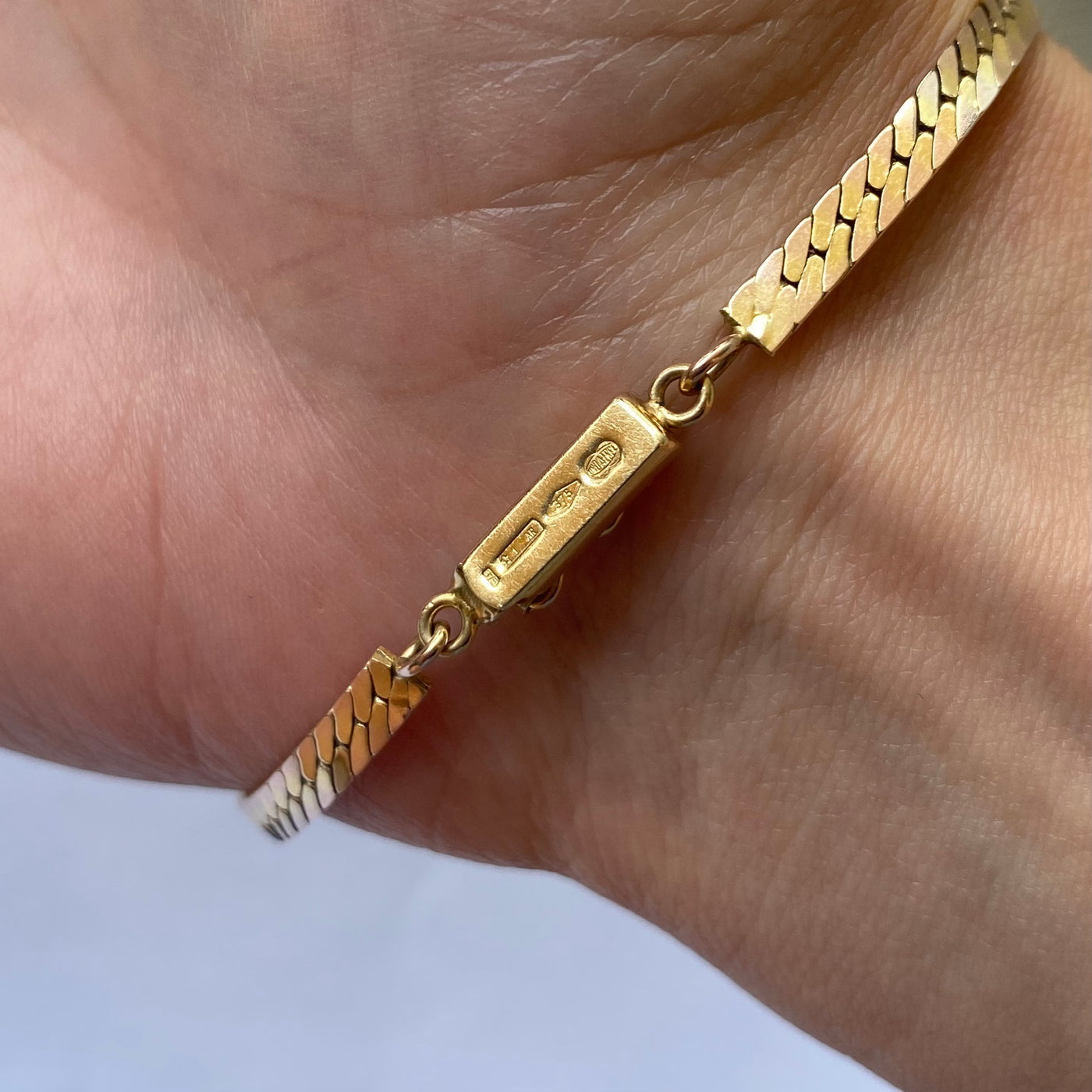 9ct Gold Ingot Herringbone Chain Bracelet
