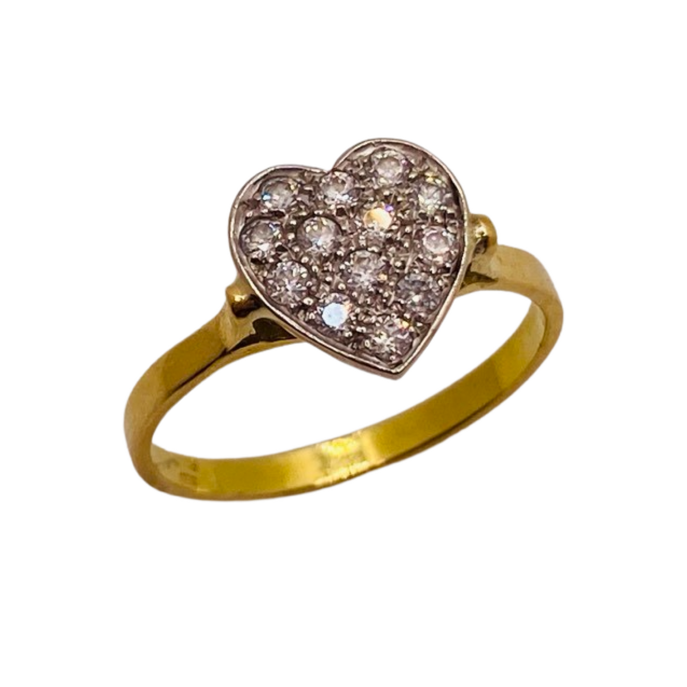 18ct Gold Platinum Diamond Heart Cluster Ring