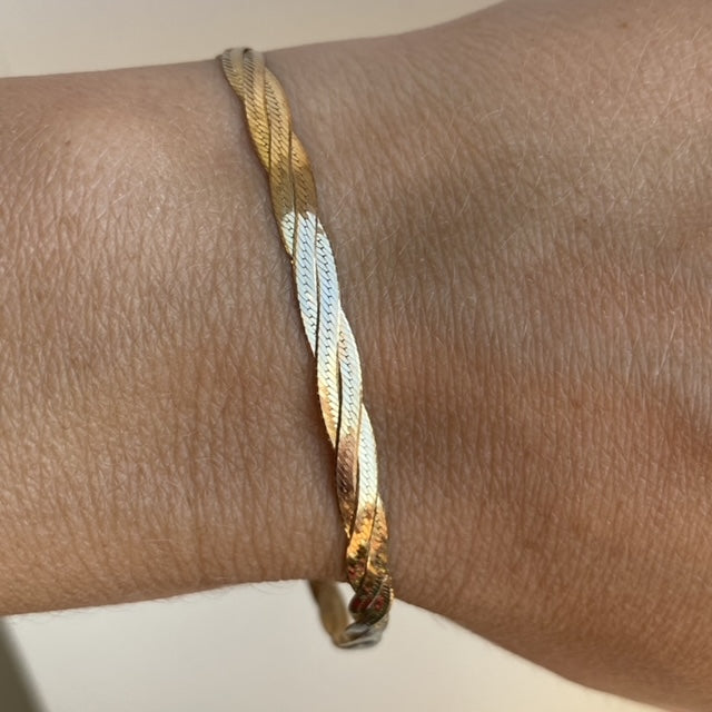 9ct Gold Herringbone Chain Twist Bracelet