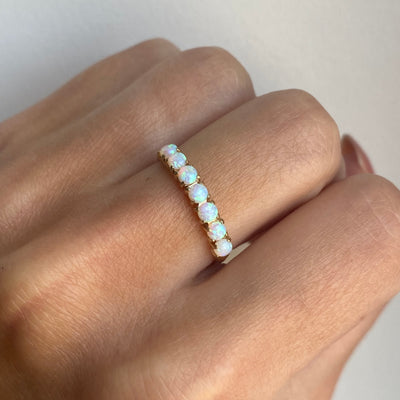 9ct Gold Seven Opal Half Eternity Ring