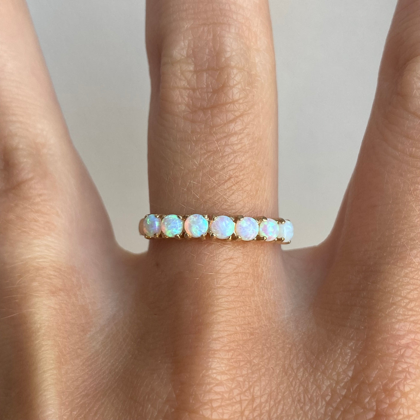 9ct Gold Seven Opal Half Eternity Ring