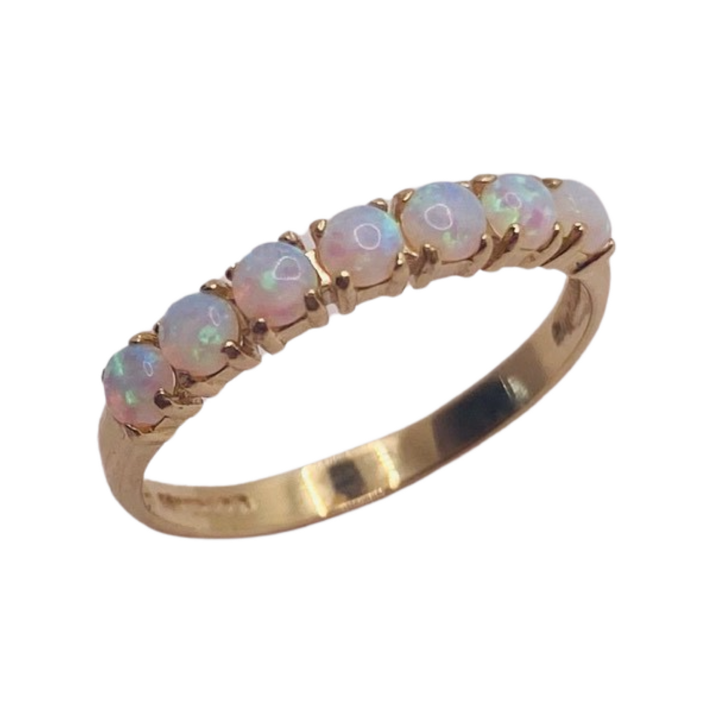 9ct Gold Seven Opal Half Eternity Ring