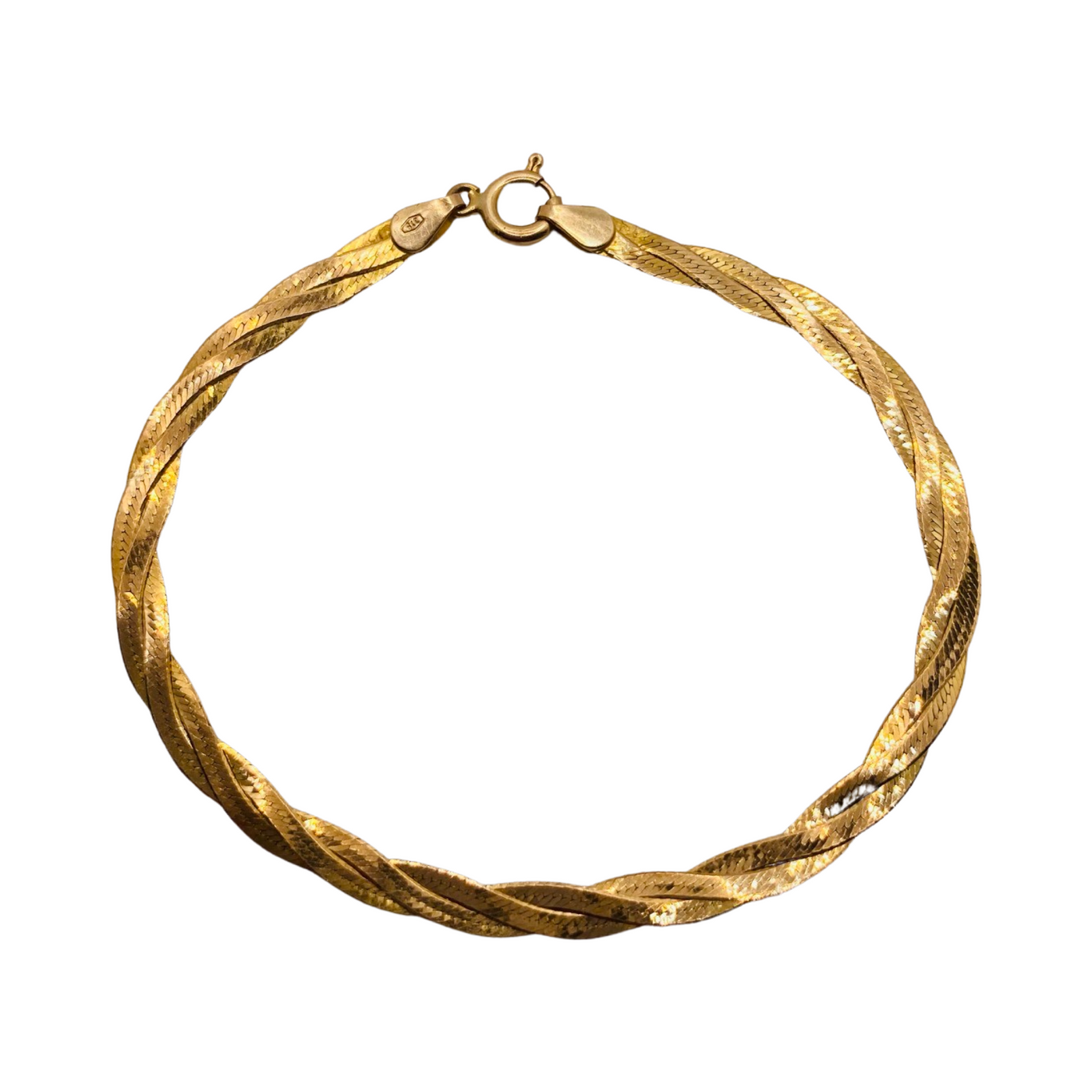 9ct Gold Herringbone Chain Twist Bracelet