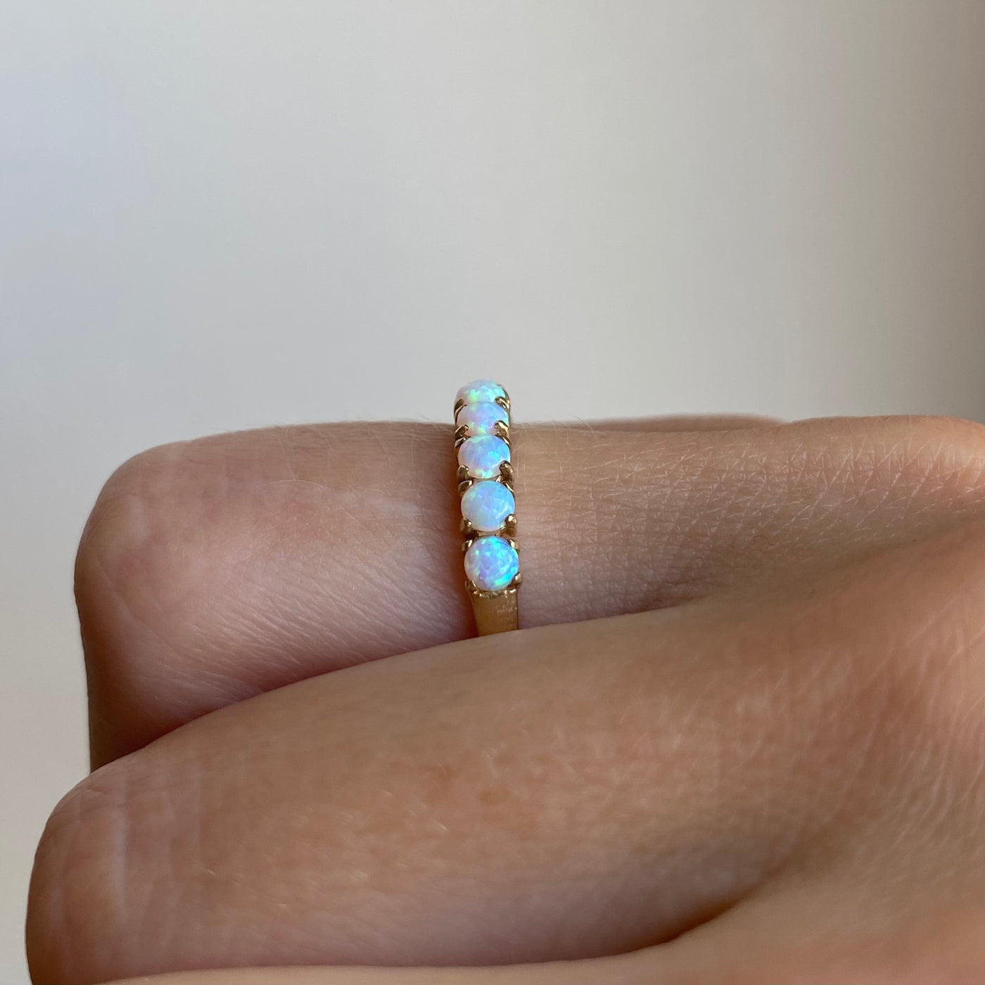 9ct Gold Seven Opal Half Eternity Ring