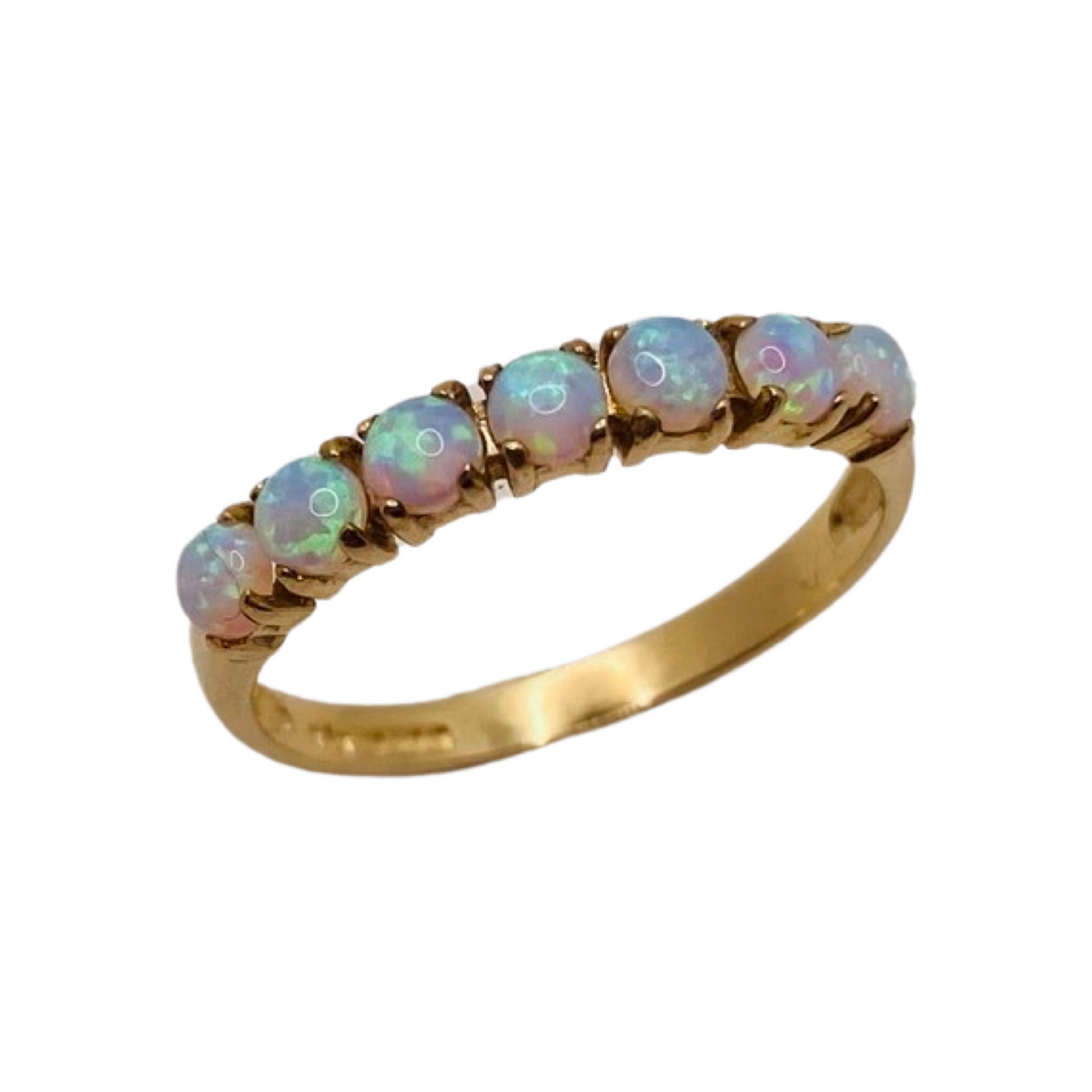 9ct Gold Seven Opal Half Eternity Ring