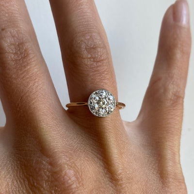 18ct Gold & Platinum Edwardian Round Diamond Cluster Ring