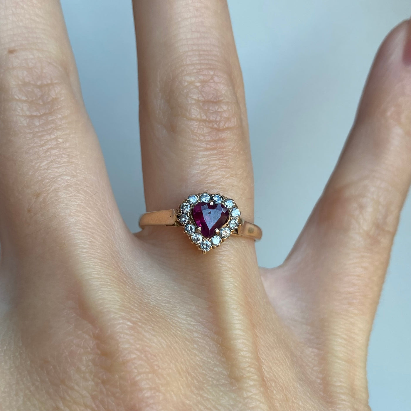 15ct Gold Victorian Garnet & Diamond Heart Ring