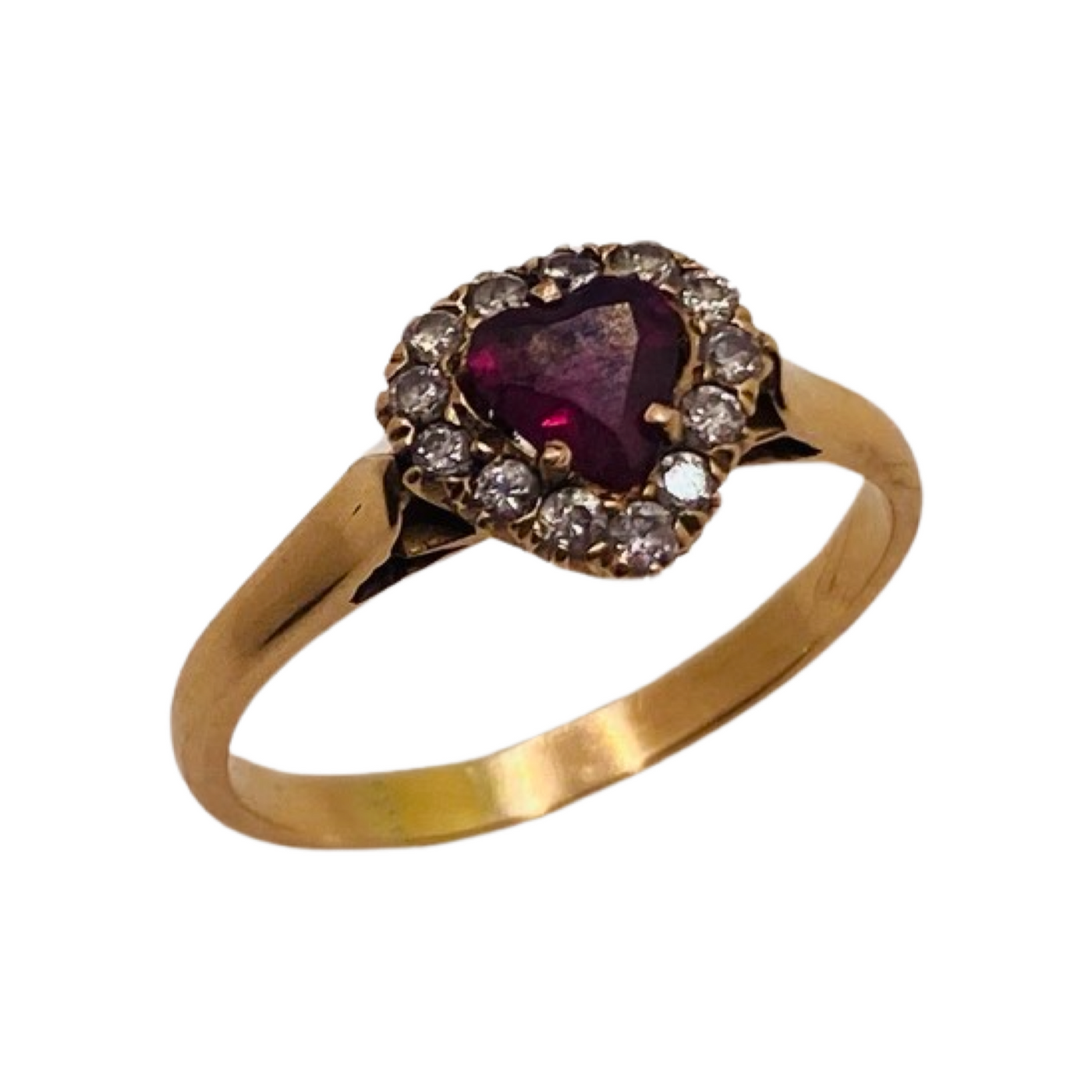 15ct Gold Victorian Garnet & Diamond Heart Ring