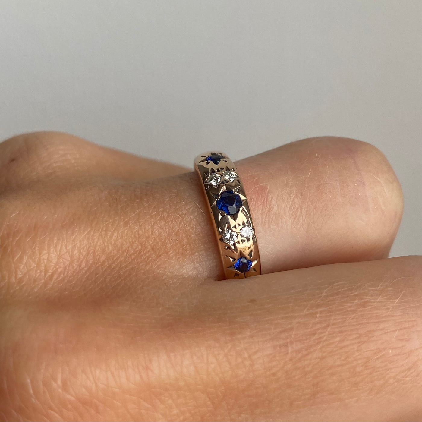 9ct Gold Sapphire & Diamond Star Ring