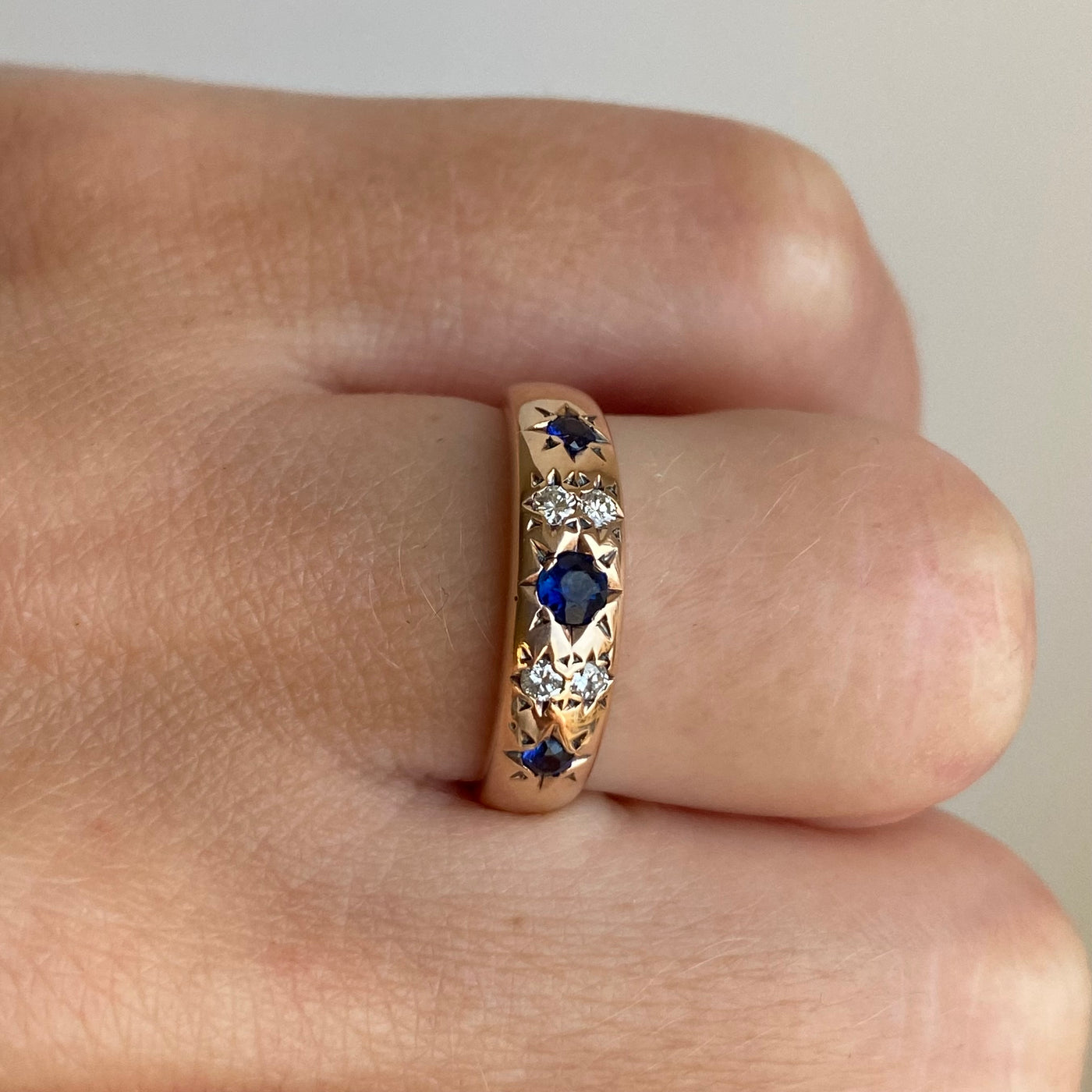 9ct Gold Sapphire & Diamond Star Ring