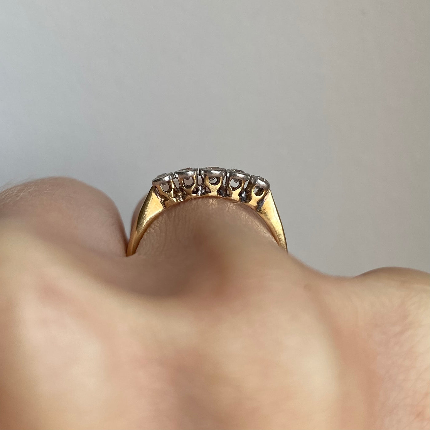 18ct Gold Old Cut Five Diamond Ring