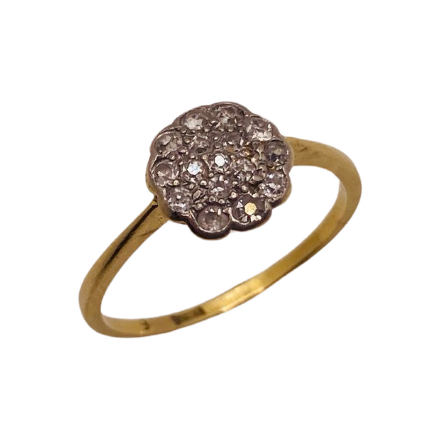 18ct Gold & Platinum Edwardian Cluster Scalloped Edge Cloud Ring