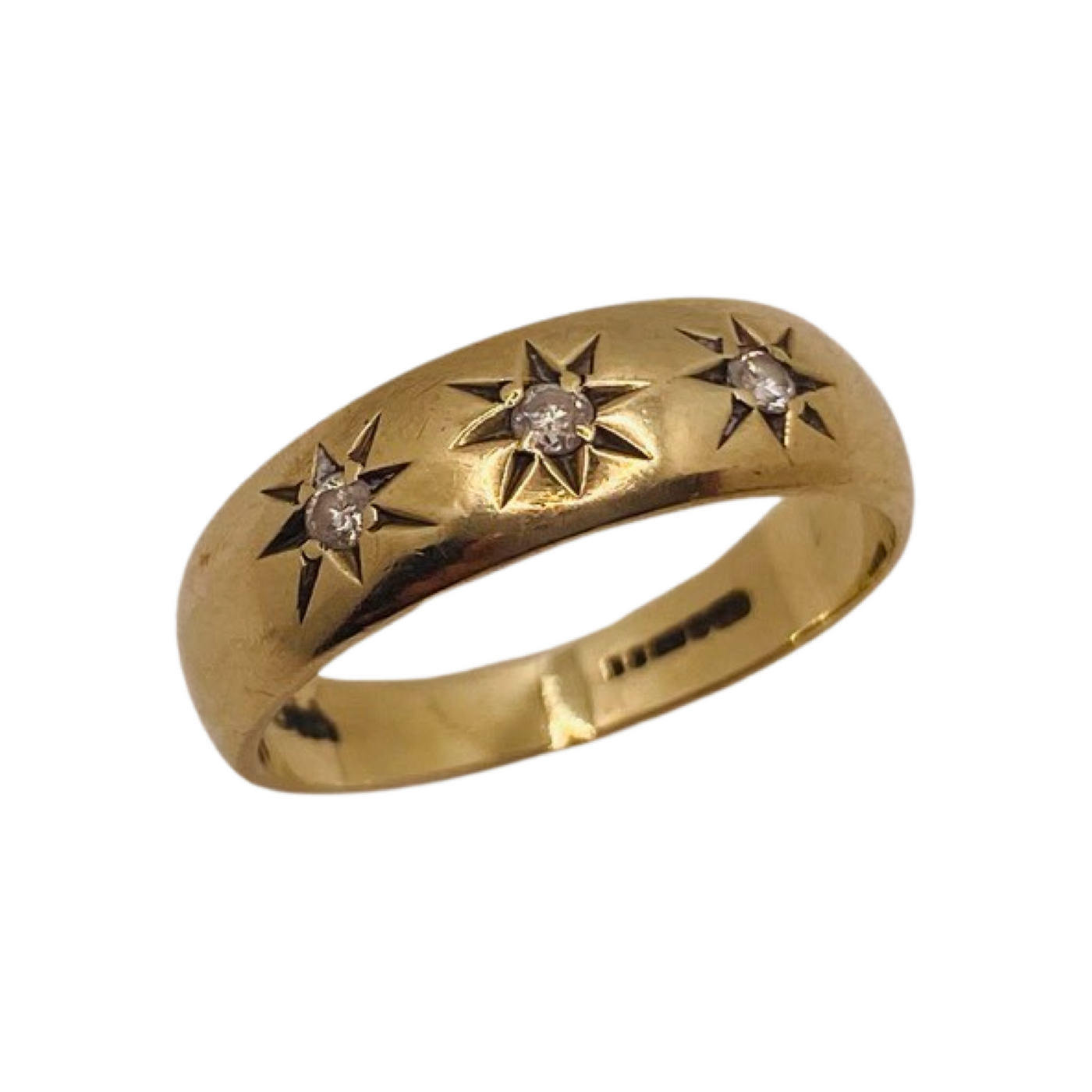 9ct Gold Triple Diamond Starburst Ring