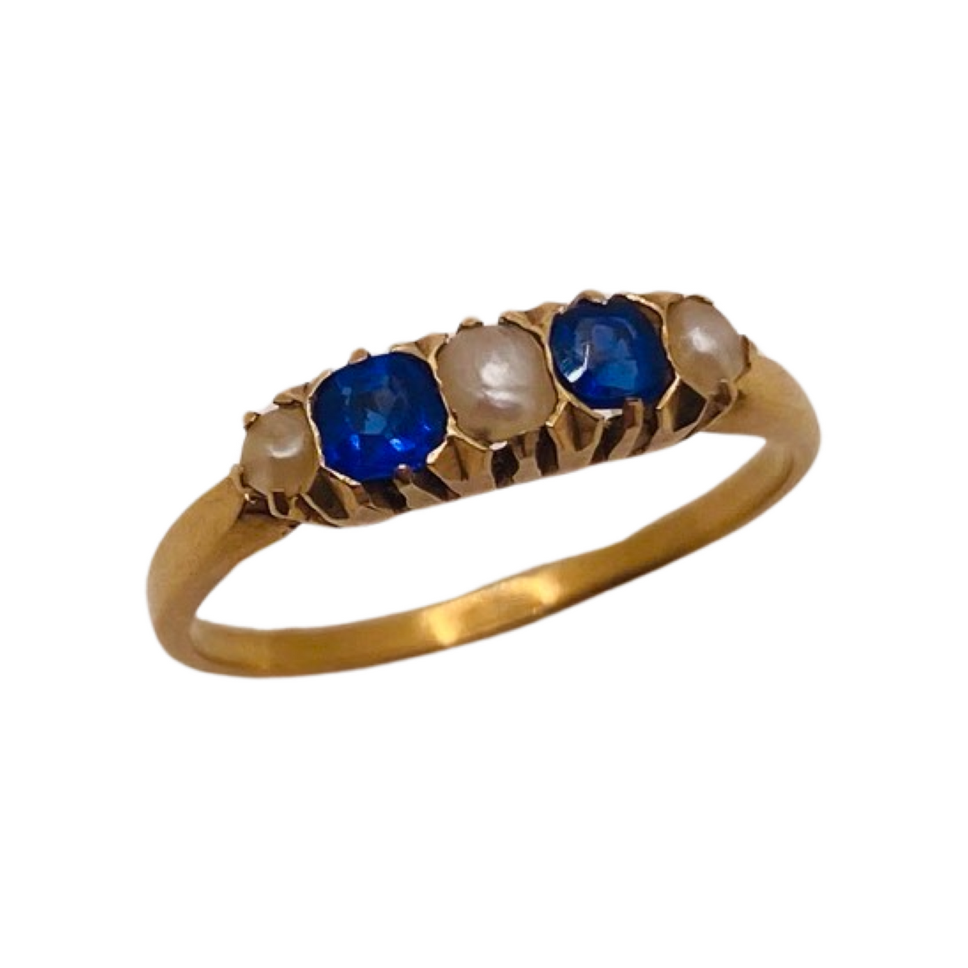 20ct Gold Pearl & Sapphire Portuguese Ring