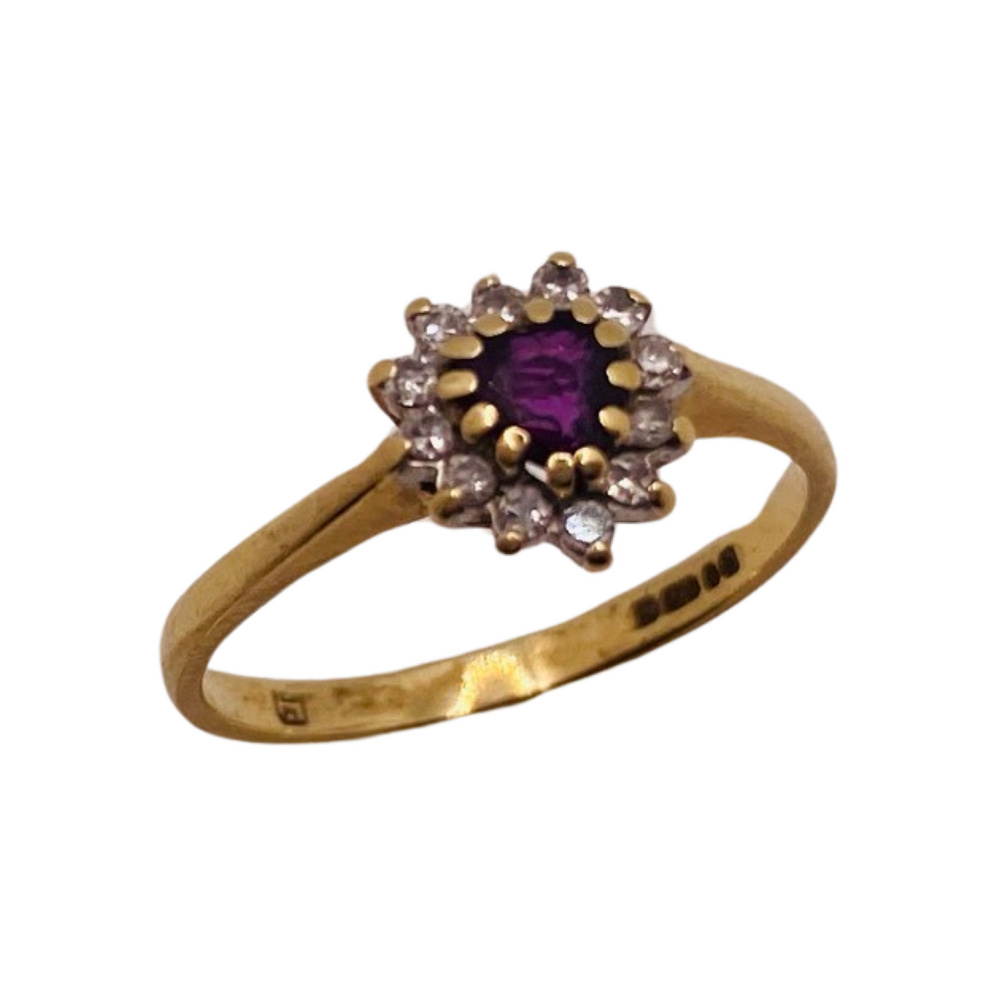 9ct Gold Diamond & Garnet Heart Ring