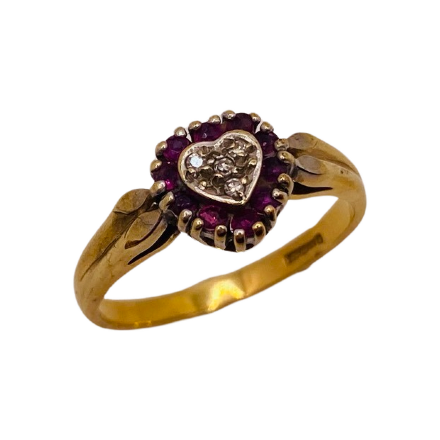 9ct Gold Ruby & Diamond Heart Ring