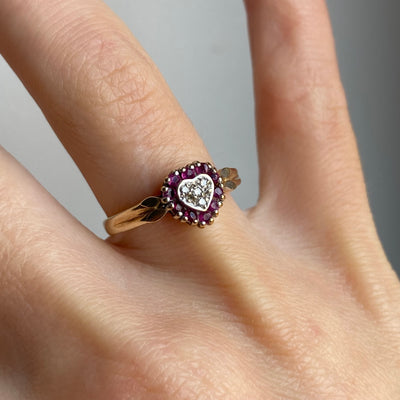 9ct Gold Ruby & Diamond Heart Ring