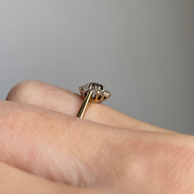 9ct Gold Diamond & Garnet Heart Ring