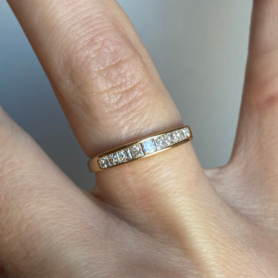 18ct Gold Princess Cut Diamond Half Eternity Ring