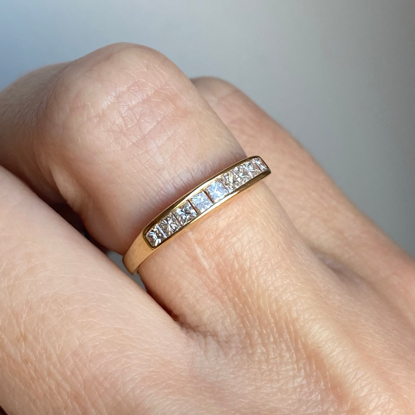 18ct Gold Princess Cut Diamond Half Eternity Ring