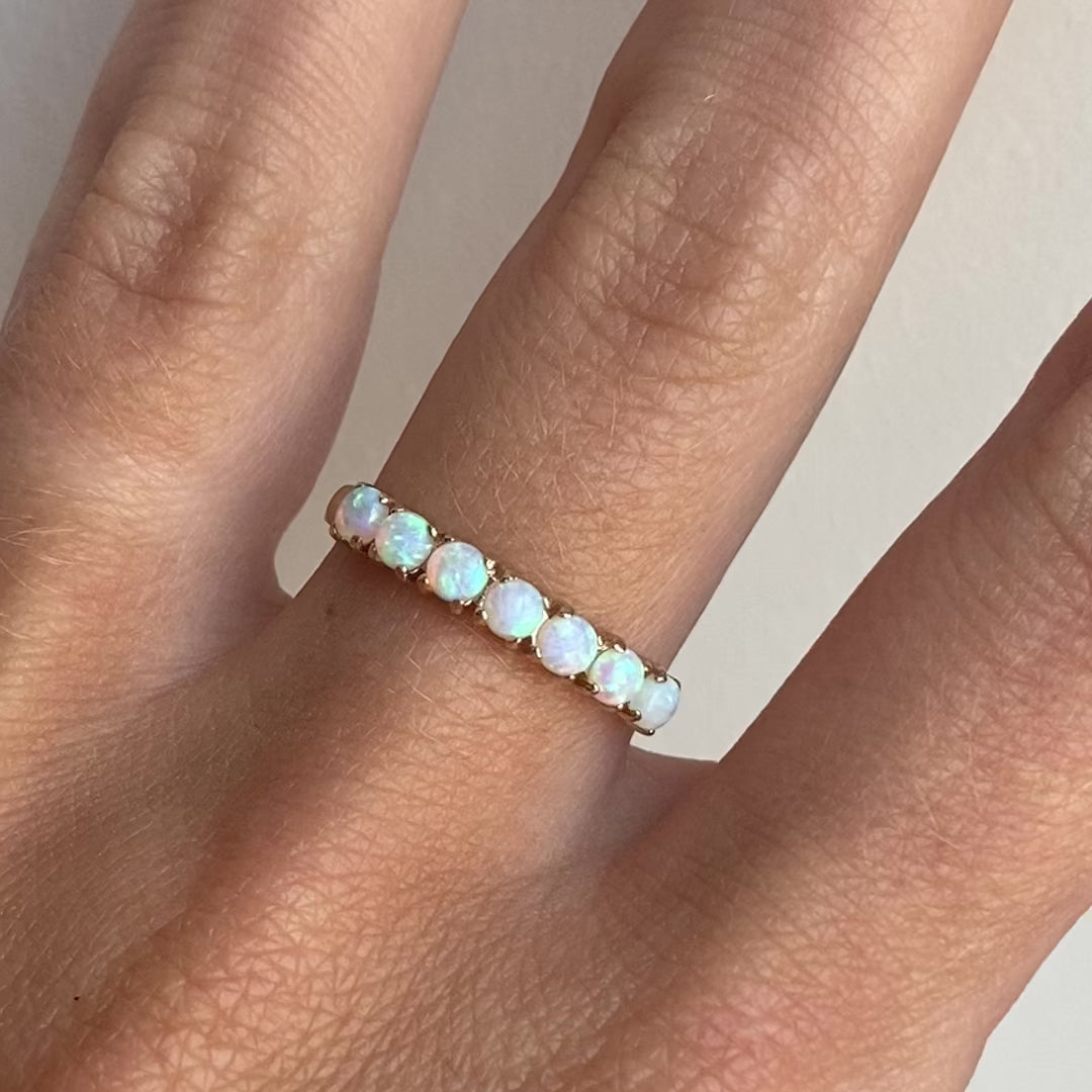 9ct Gold Seven Opal Half Eternity Ring