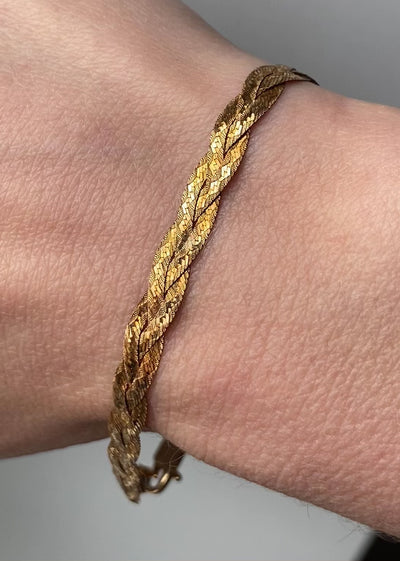 9ct Gold Double Sided Herringbone Bracelet