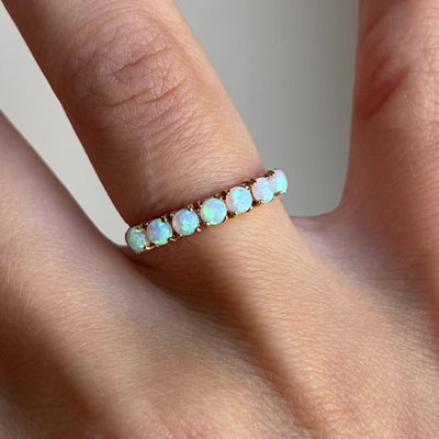 9ct Gold Seven Opal Half Eternity Ring