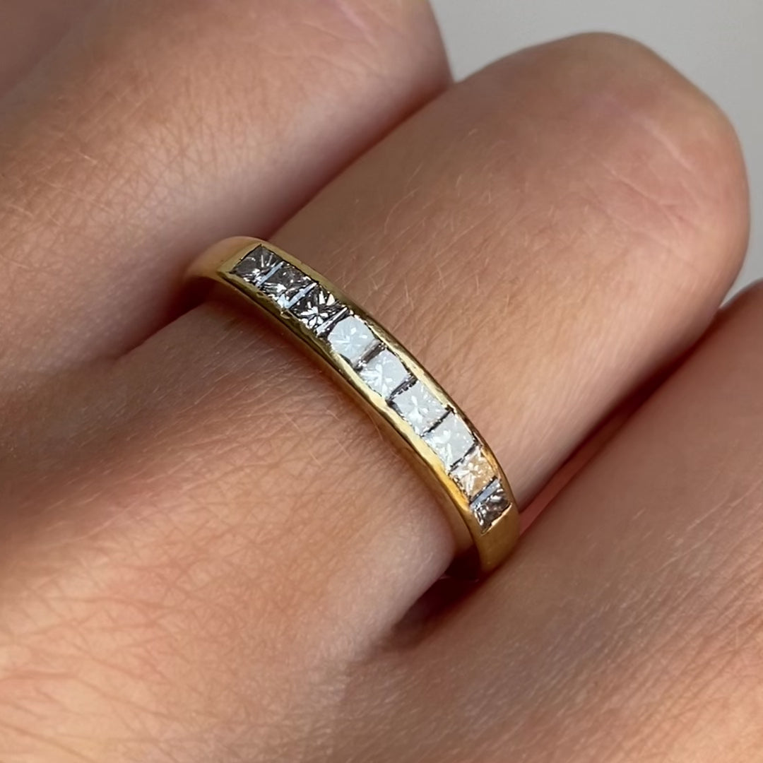 18ct Gold Princess Cut Diamond Band Ring