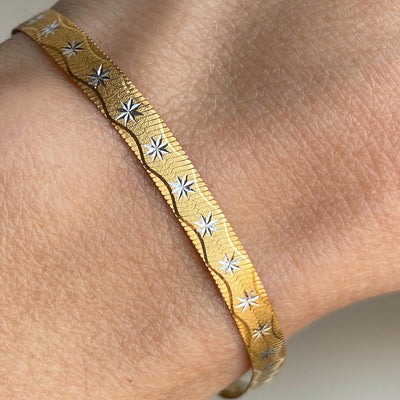 9ct Gold Starburst Herringbone Bracelet