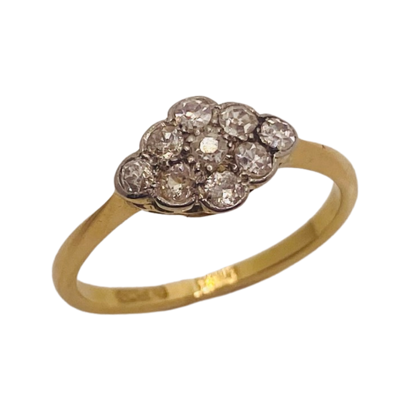 18ct Gold Old Cut Diamond Cloud Cluster Ring