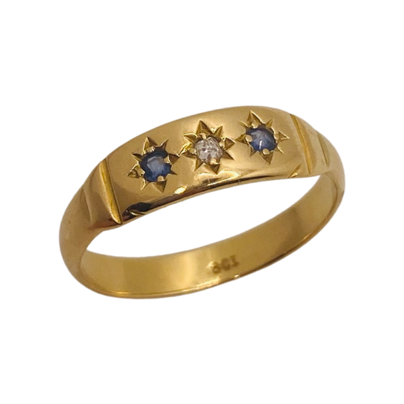 18ct Gold Sapphire & Diamond Starburst Ring