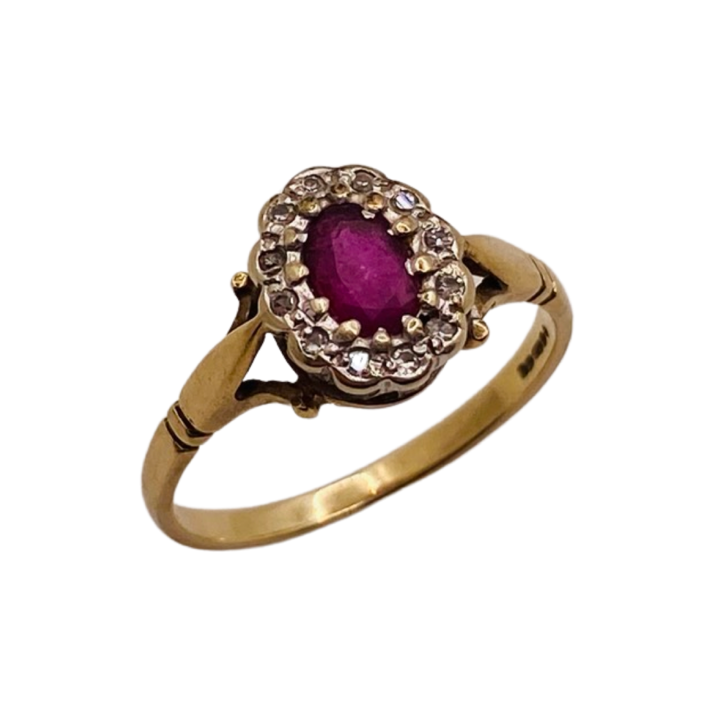 9ct Gold Ruby & Diamond Cluster Ring