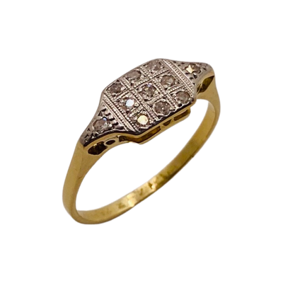 18ct Gold & Platinum Art Deco Diamond Cluster Ring