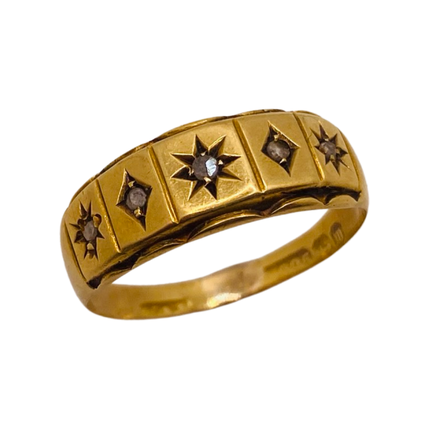 15ct Gold Victorian Rose Cut Diamond Starburst Ring