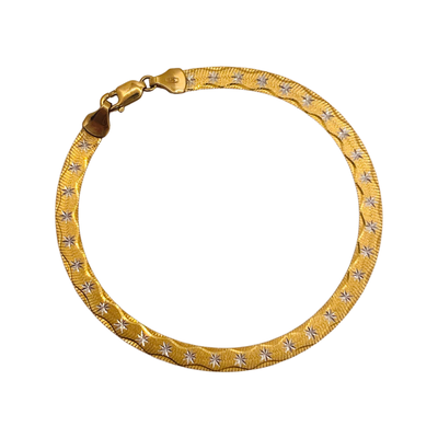 9ct Gold Starburst Herringbone Bracelet